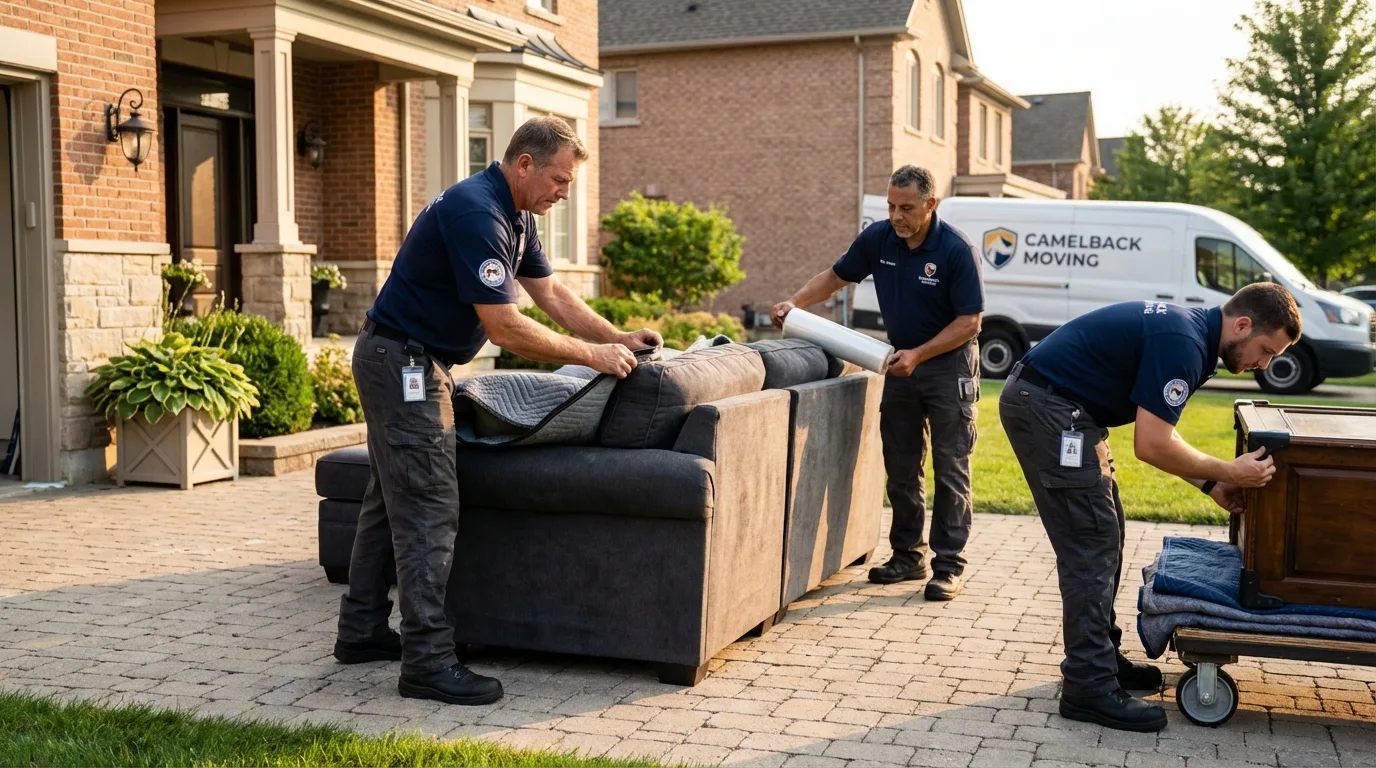 Large estate moving crew wrapping furniture in Manito, IL